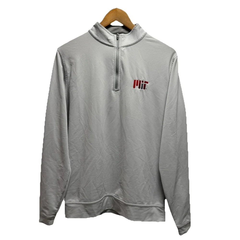 Peter Millar Mens Small Light Gray Perth Performance 1/4 Zip 